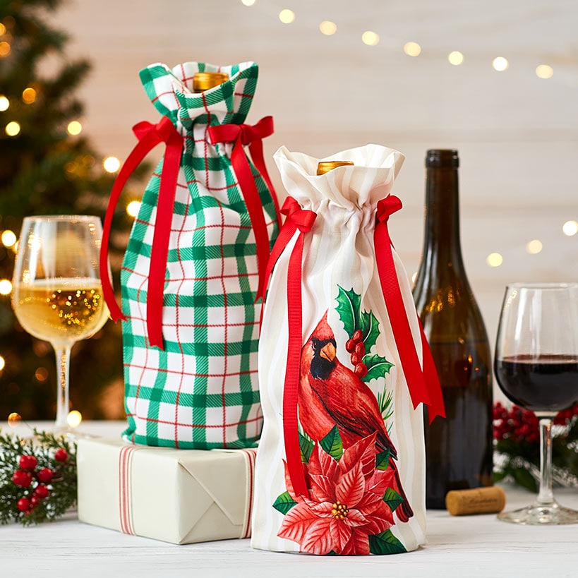 Wine Gift Bags Set of 2 Holiday Whiskey Bourbon Liquor