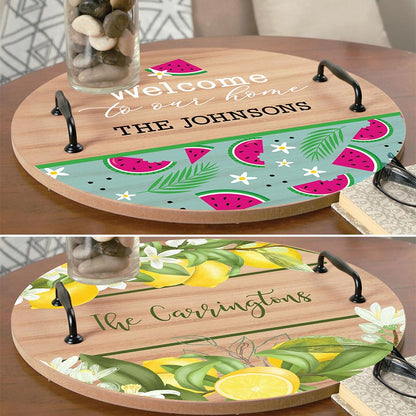 Personalized  Round Tray with Handles
