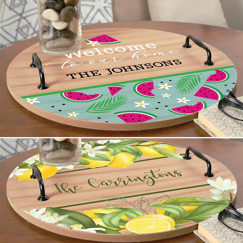 Personalized  Round Tray with Handles