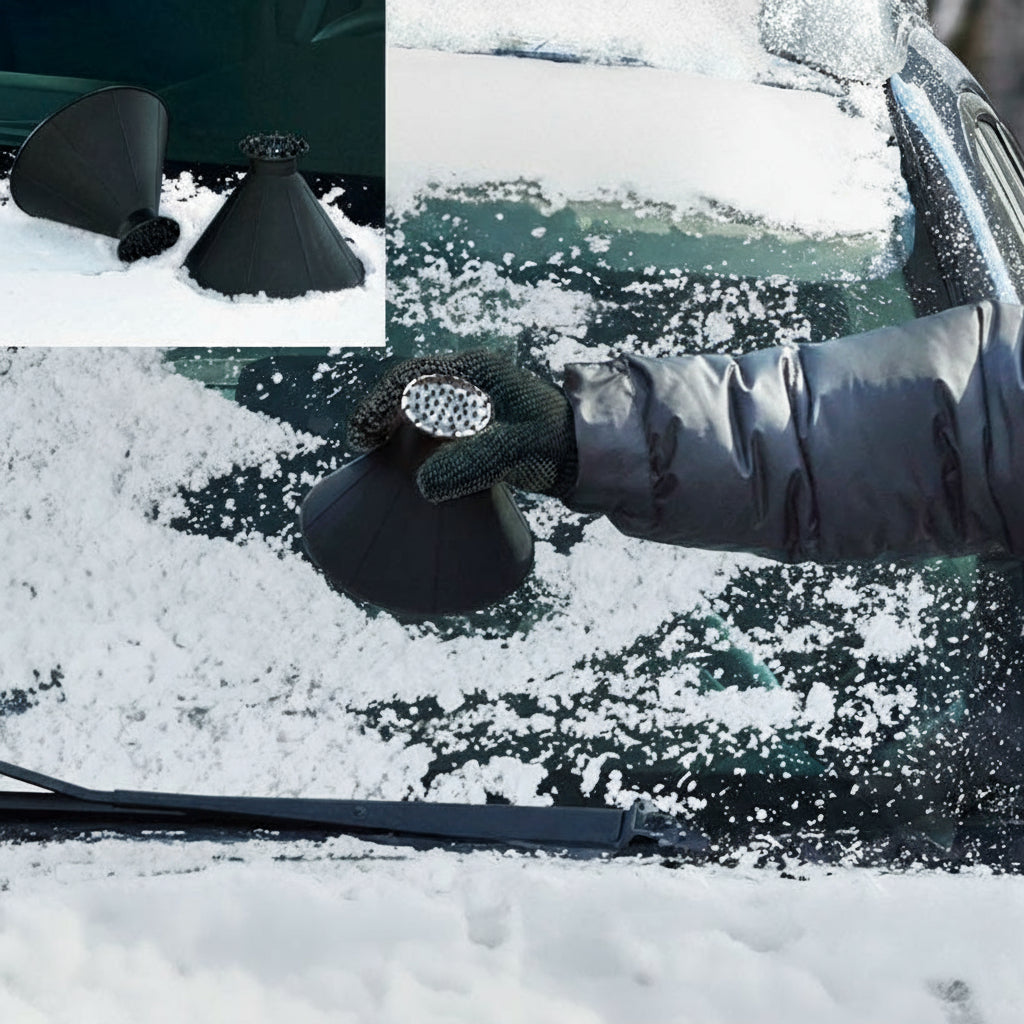 Car Windshield Ice and Snow Removers with Toothed Head and Funnel-Set of 2