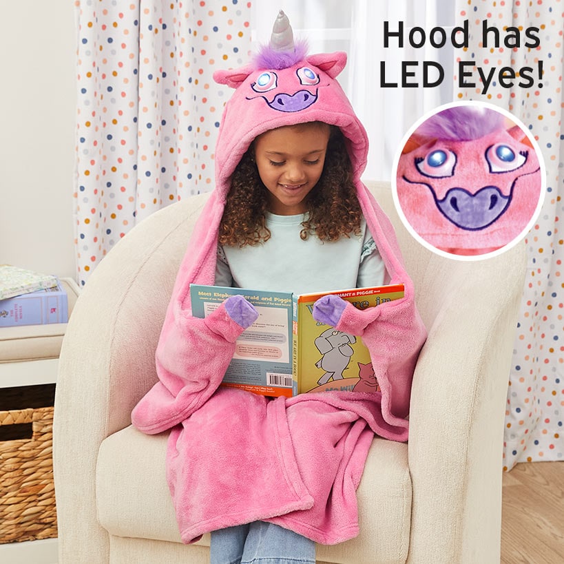 Bright Eyes™ Unicorn Blanket - Hooded Fleece with LED Eyes