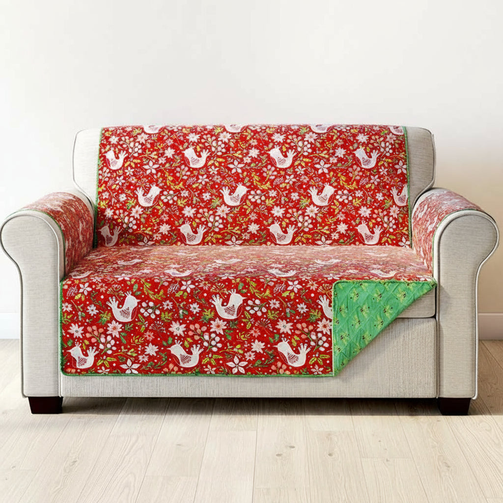 Holiday Cardinal Quilted Furniture Cover Chair, Loveseat, Sofa