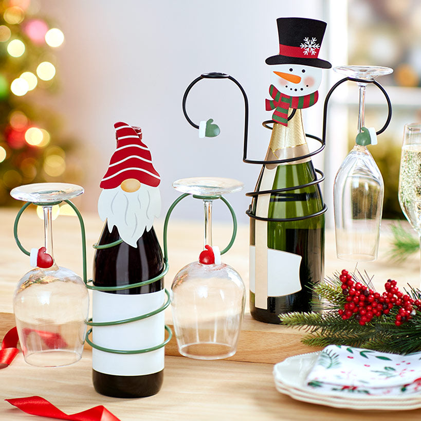 Christmas Wine Bottle And Glass Holder