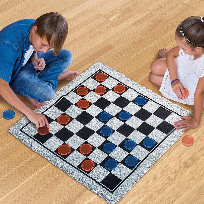 Checkers Rug Game Mossy Oak Checkers and Tic-Tac-Toe Rug - Dual-Sided Game Board | The ...