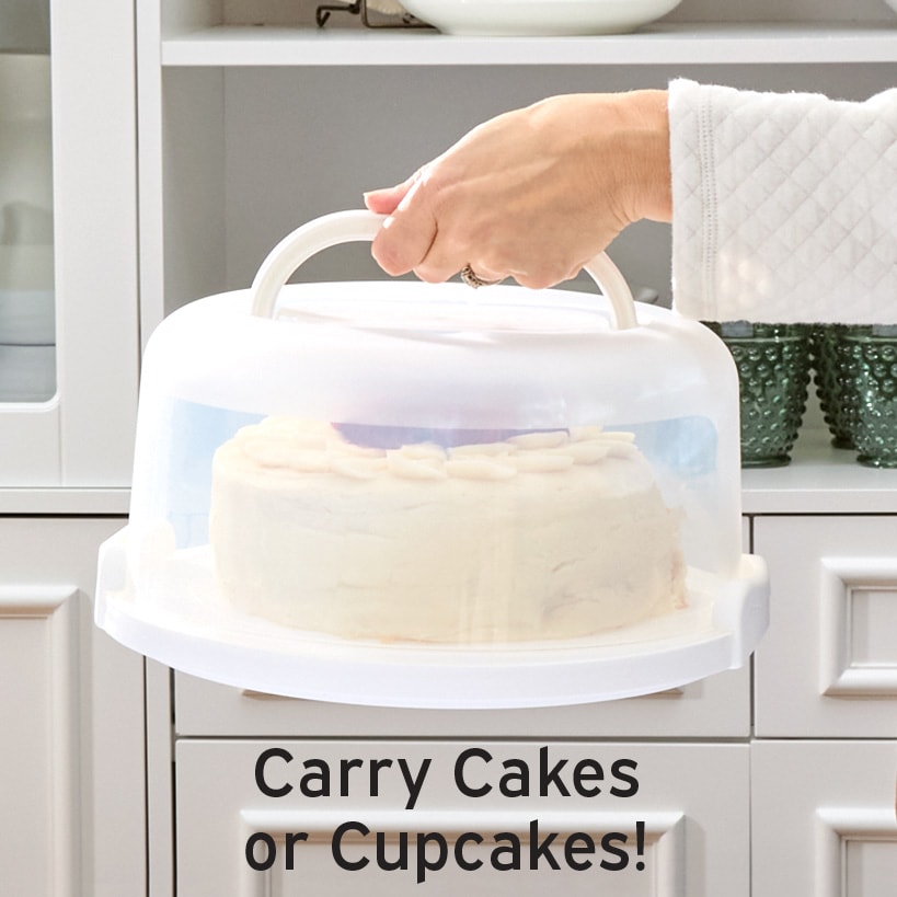 Round Cake or Cupcake Carrier with Travel Lid