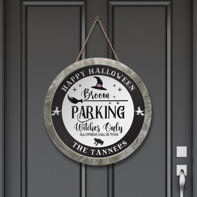 Personalized Halloween Broom Parking Wall Sign