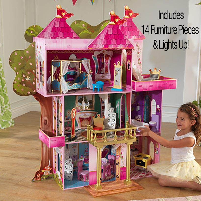 Kidkraft® Storybook Mansion - Fairytale Dollhouse with 14 Furniture Pieces