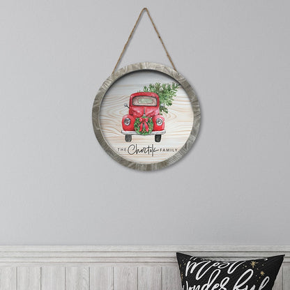 Personalizied Christmas Red Truck Wall Sign