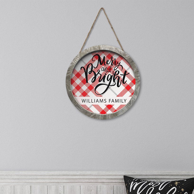 Personalized Christmas Wall Sign Merry and Bright