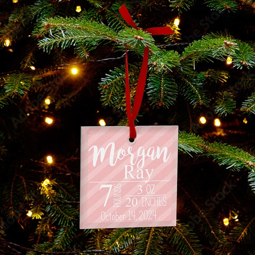 Personalized Glass Ornament Girl Announcement