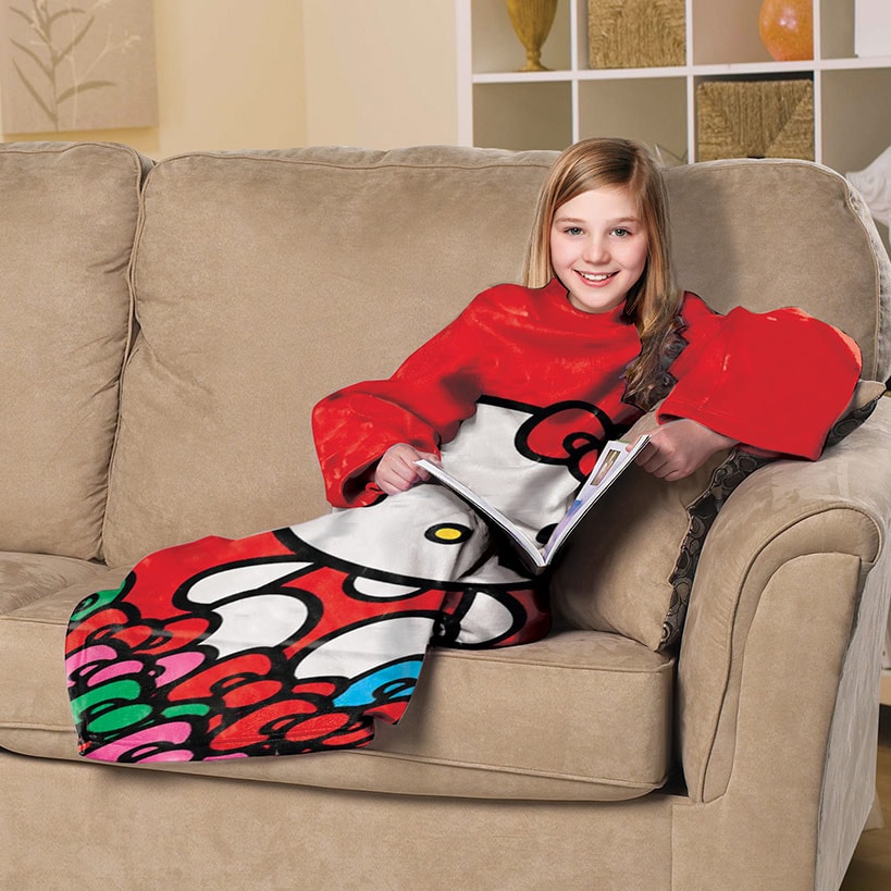 Hello Kitty Smitten Silk Touch Comfy Throw with Sleeves