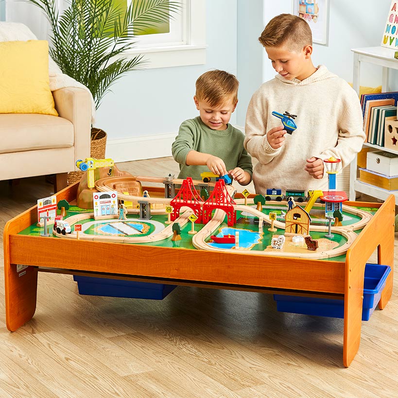 Kidkraft® Ride Around Town Train Set and Table - 100-Piece Adventure