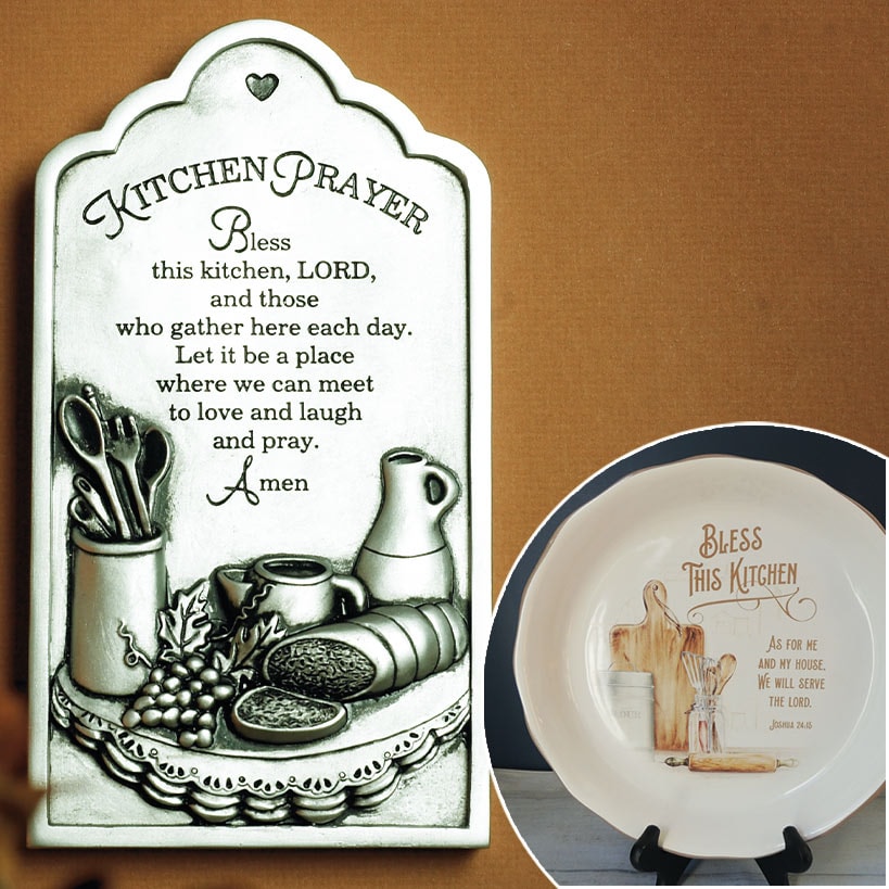 Bless This Kitchen Religious Decor - Pie Plate or Kitchen Prayer Plaque