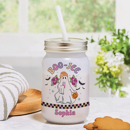 Personalized Halloween Boo-Jee Ghost Frosted Mason Jar