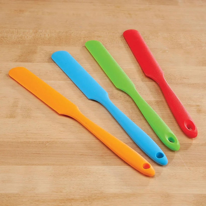 Multicolored Silicone Jar Spatulas - Set of 4
