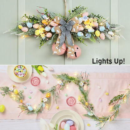 Easter Egg Pastel Lighted Swag Or Garland - Battery Operated