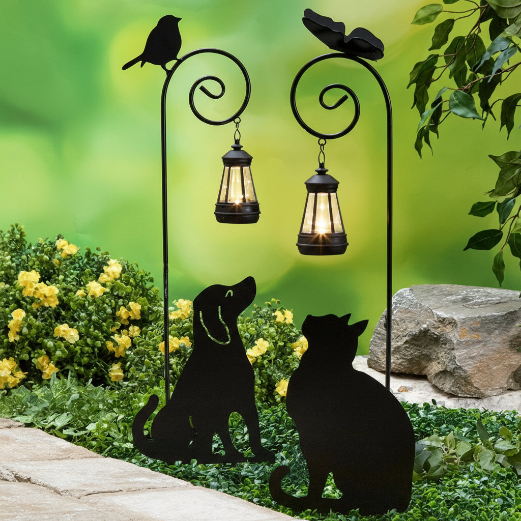 Cat Or Dog Silhouette Stake With Solar Lantern