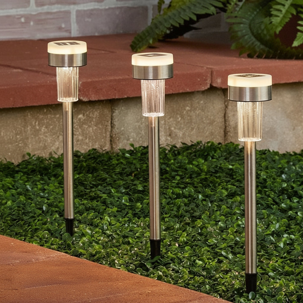 Dual-Lit Solar LED Garden Stakes - Set of 3