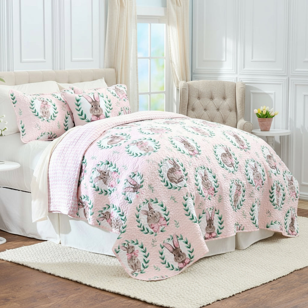 Bunnies and Bows Reversible Full/Queen or King Quilt