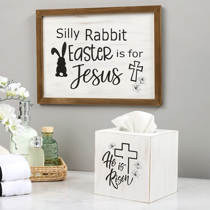 Easter Bathroom Decor - Rabbit Sign or Tissue Box Cover