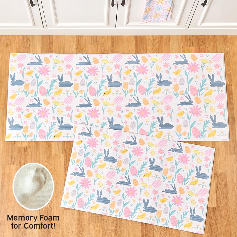 Easter Bunnies Kitchen Comfort Accent Rug or Runner Rug