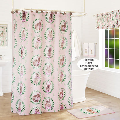 Bunnies and Bows Shower Curtain, Bath Rug, or Hooks