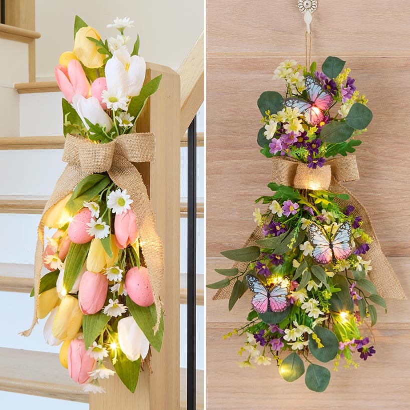Lighted Spring Decor Spring Lighted Multi-Use Swag Décor - Easter Or Butterfly | The ...