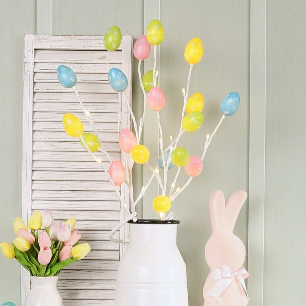 Pastel Easter Egg Lighted Branches - Set of 2 - Battery Operated