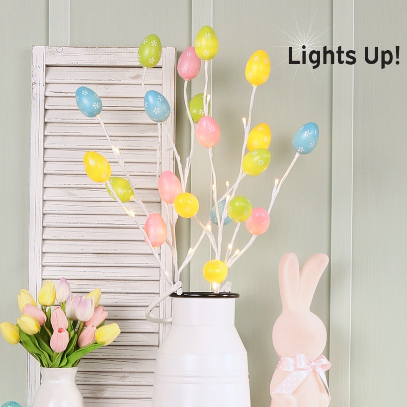 Pastel Easter Egg Lighted Branches - Set of 2 - Battery Operated