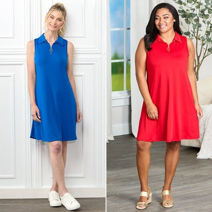 Women's Sleeveless Dress with O-Ring Zip