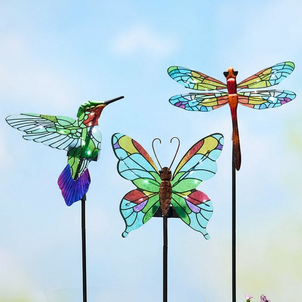 Vibrant Solar Glass Garden Stake