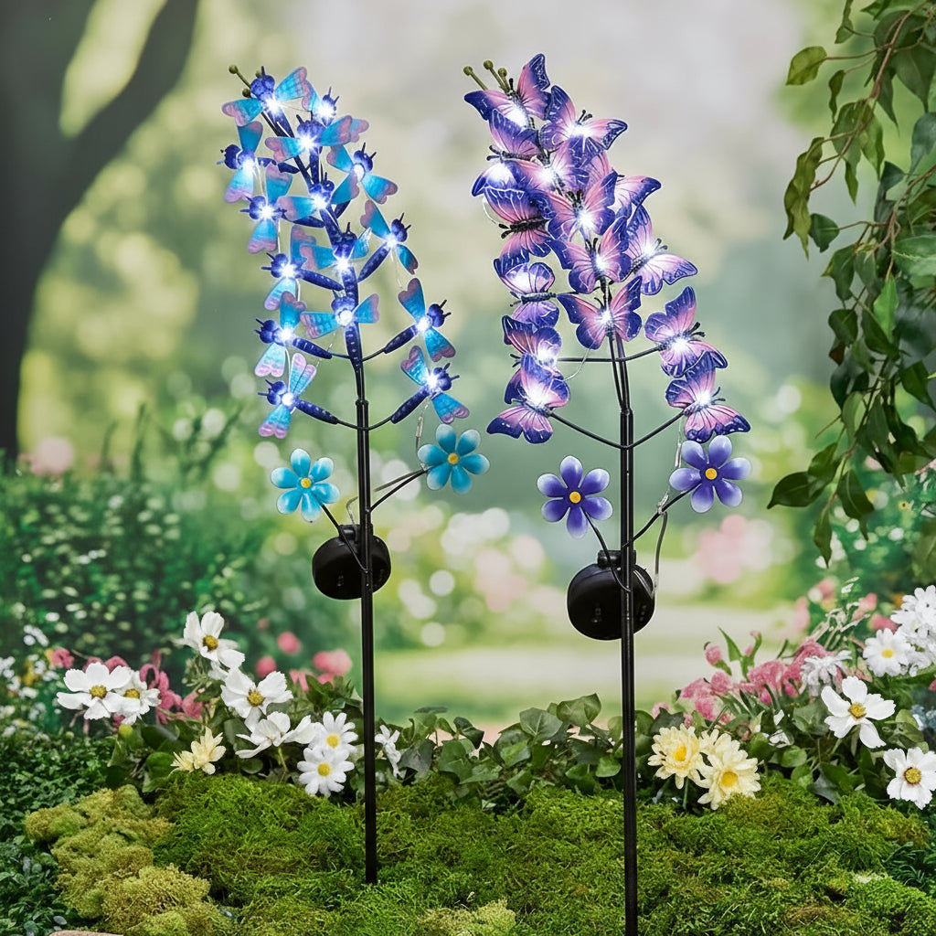 Solar Flower Shaped Butterfly Or Dragonfly Garden Stake