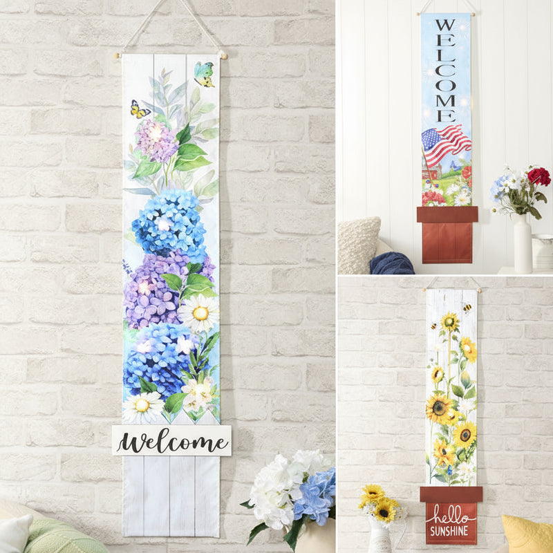 LED Lighted Welcome Banner - Flower or Patriotic 46