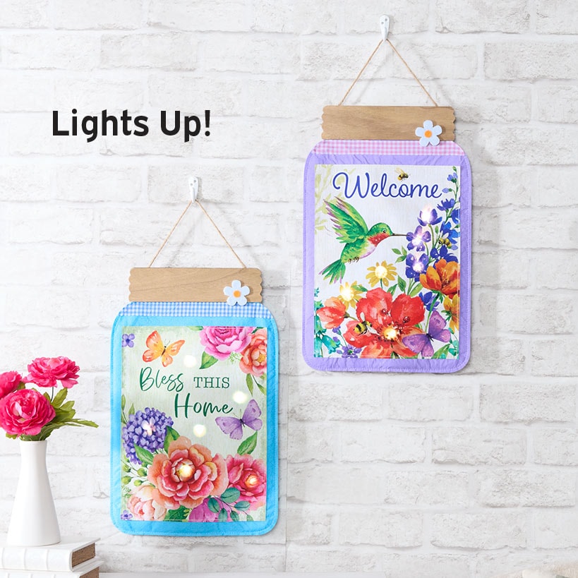 Charming Lighted Mason Jar Wall Decor Butterfly Or Hummingbird