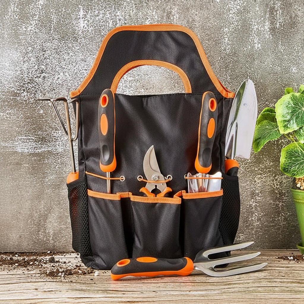 Garden Tool Set With Caddy - 7 Piece Set
