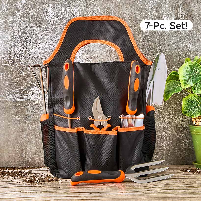 Garden Tool Set With Caddy - 7 Piece Set