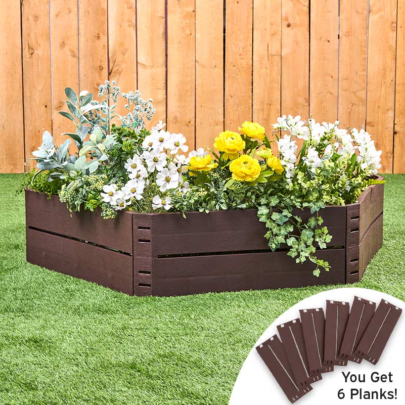 Wood Plank Raised Garden Bed - 6 Piece Kit