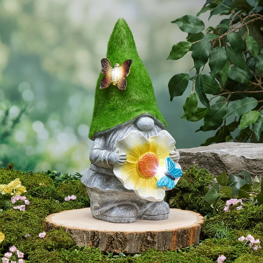 Solar Mossy Gnome Garden Statue
