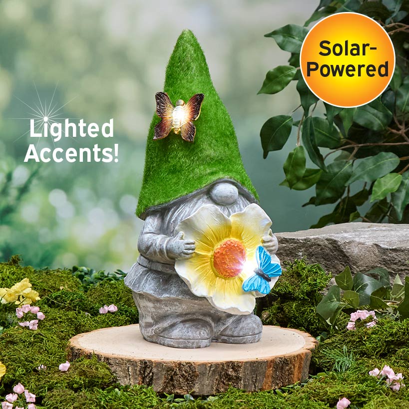 Solar Mossy Gnome Garden Statue