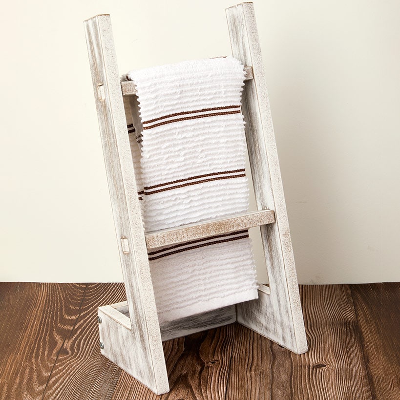 Countertop Ladder Wooden Towel Holder - For Kitchen or Bathroom