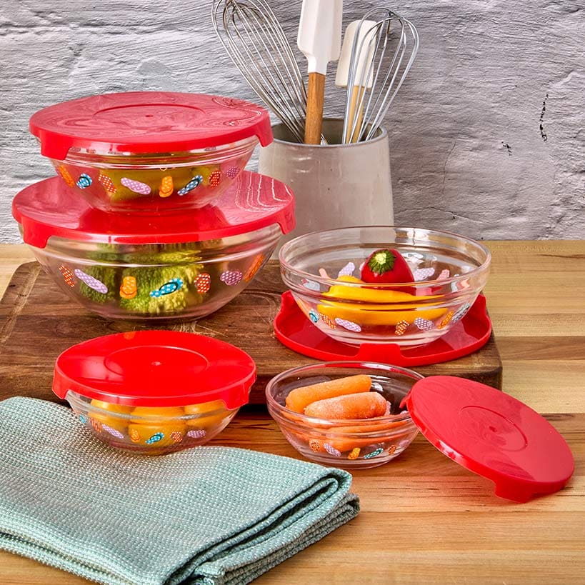 Glass Food Storage Container Set in Flip Flop Print - 10-Pc.