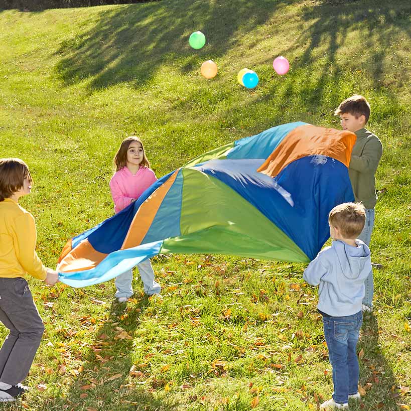 Giant Rainbow Parachute for Kids - Durable Nylon with Handles and Balls