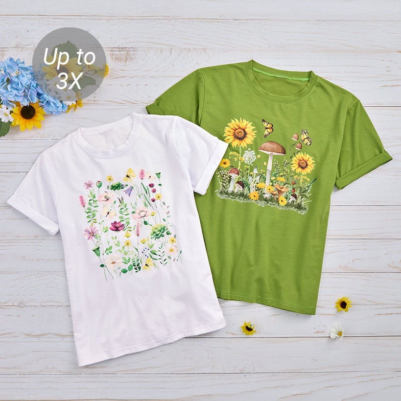 Women's Colorful Floral Short Sleeve Graphic T-Shirt | The