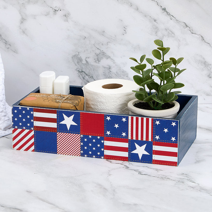 United States of Plaid American Flag Bathroom Storage Tray