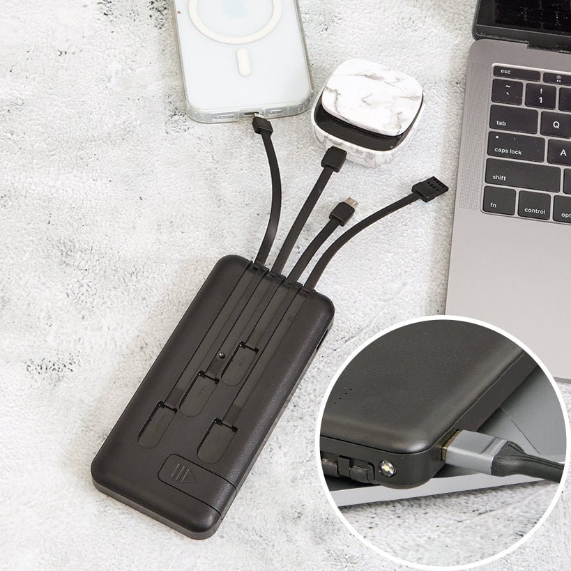 10,000 MAH Powerbank Portable Built In Micro USB Cables Fast Charging