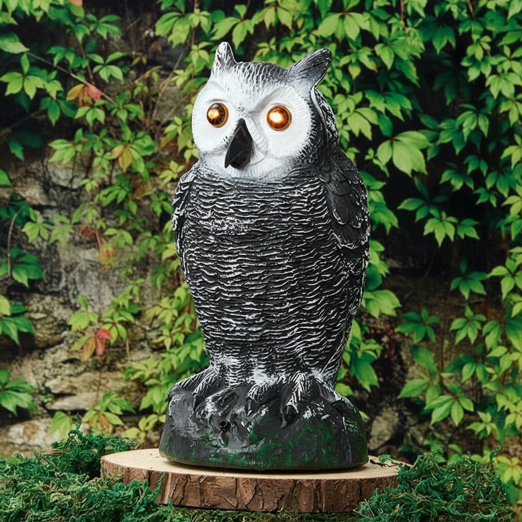 Owl Statue Decoy Battery Operated 10.5" H