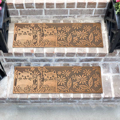 Rubber Stair Treads Set of 2, Garden Kitten