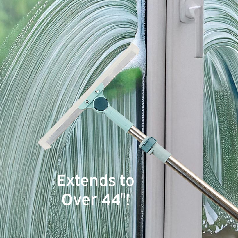 2-In-1 Window And Floor Squeegees 180 Degree With Telescoping Hand