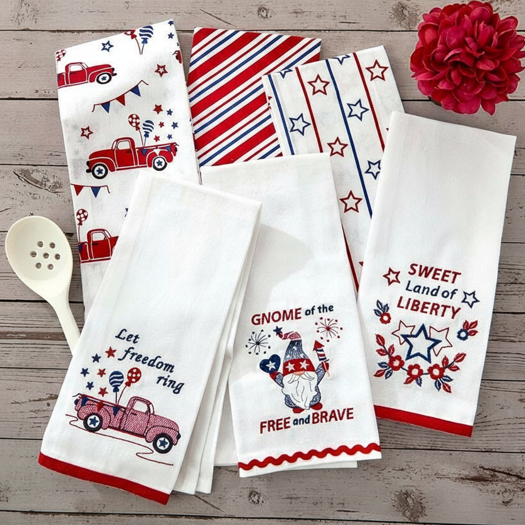 Americana Kitchen Towels Embroidered Set of 2