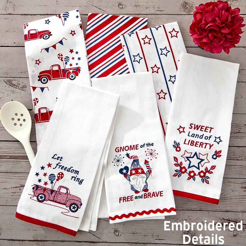 Americana Kitchen Towels Embroidered Set of 2